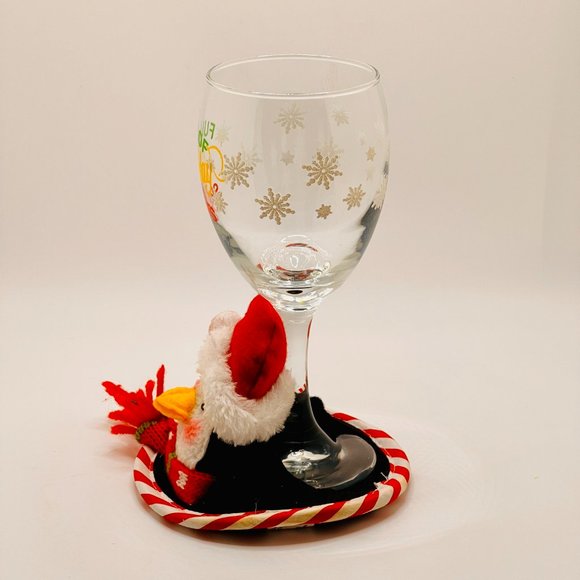 Full Of Holiday Spirits Wine Glass with Christmas Penguin Coaster - Picture 4 of 7